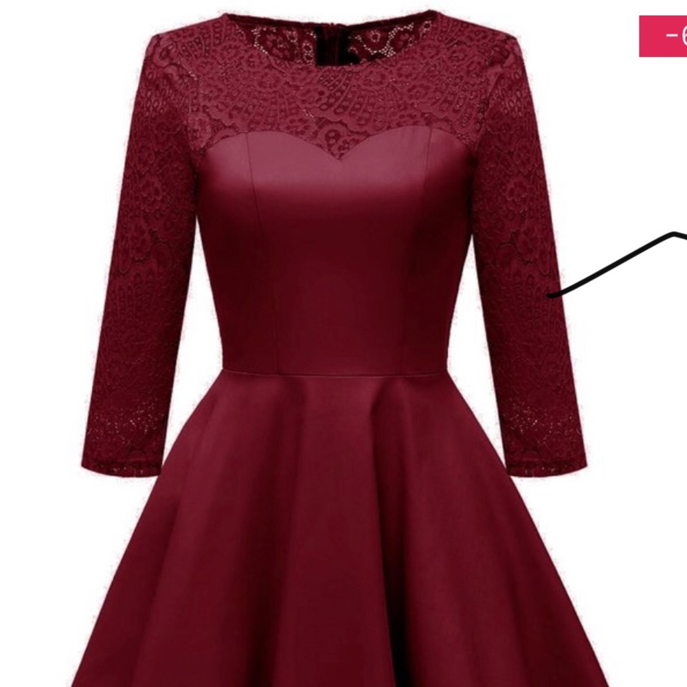 1950s inspired dress 3/4 lace sleeve swing dress